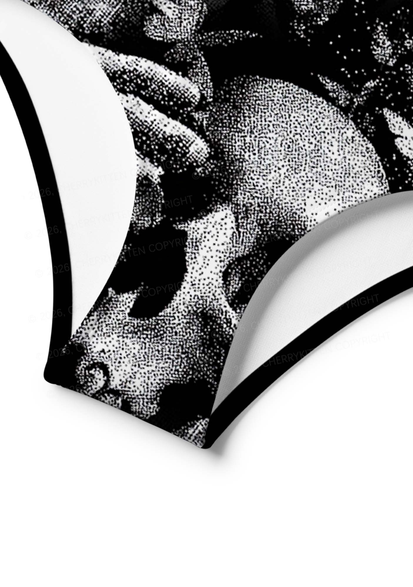 Halloween Gothic Skull Y2K Print Bikini Set Cherrykitten
