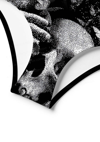 Halloween Gothic Skull Y2K Print Bikini Set Cherrykitten
