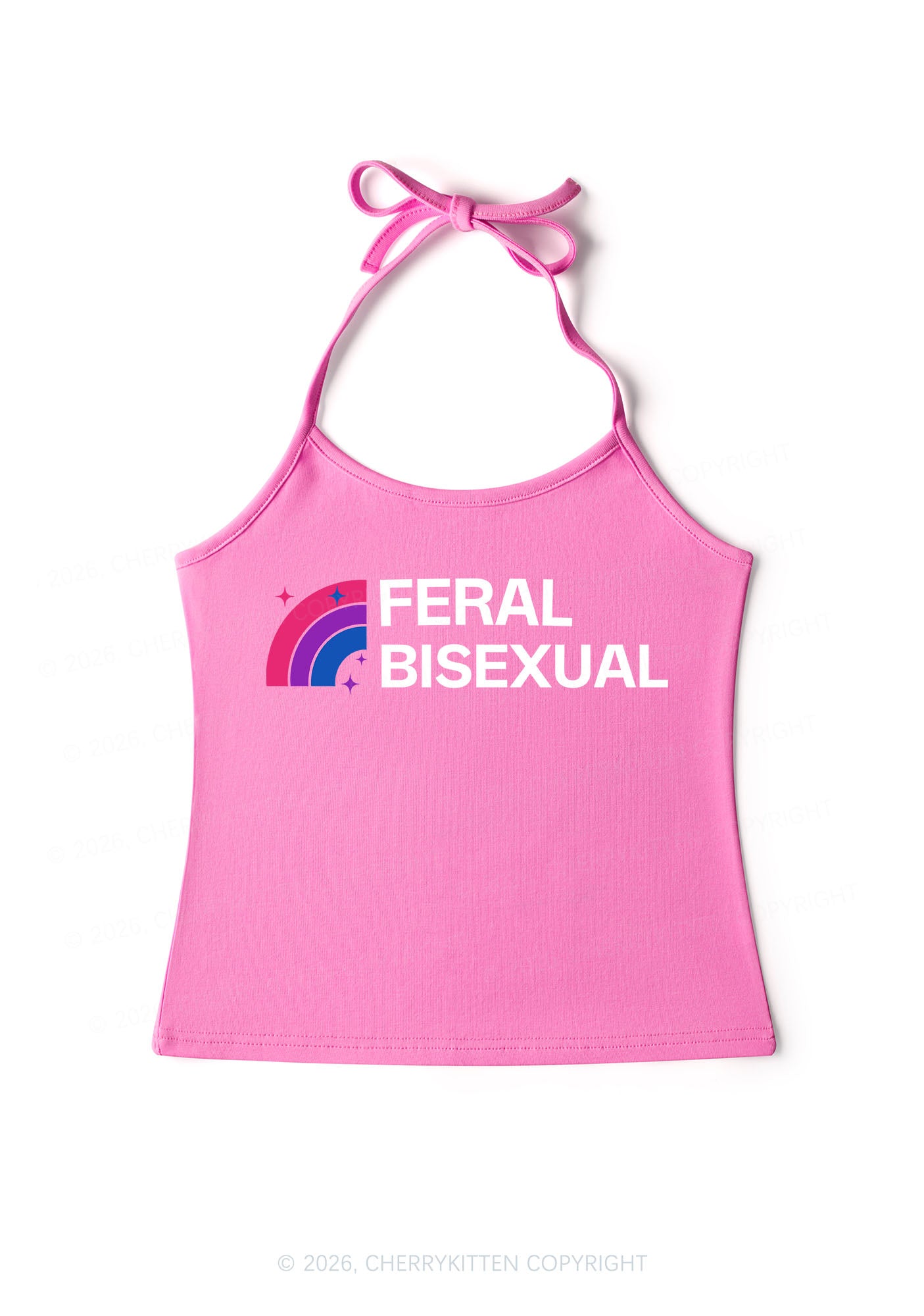 Feral Bisexual Pride Y2K Halter Neck Cami Cherrykitten