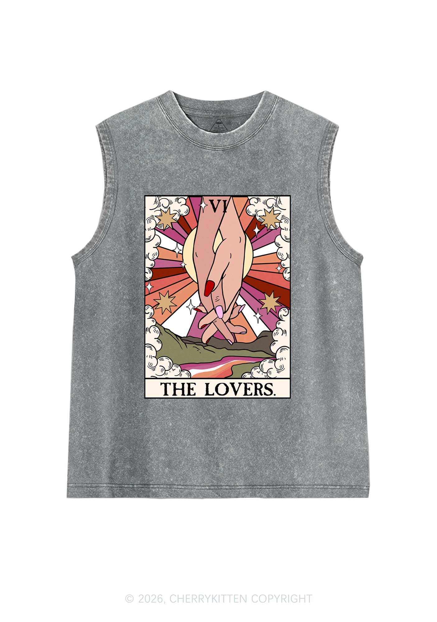 The Lesbian Lovers Pride Y2K Washed Muscle Tank Cherrykitten