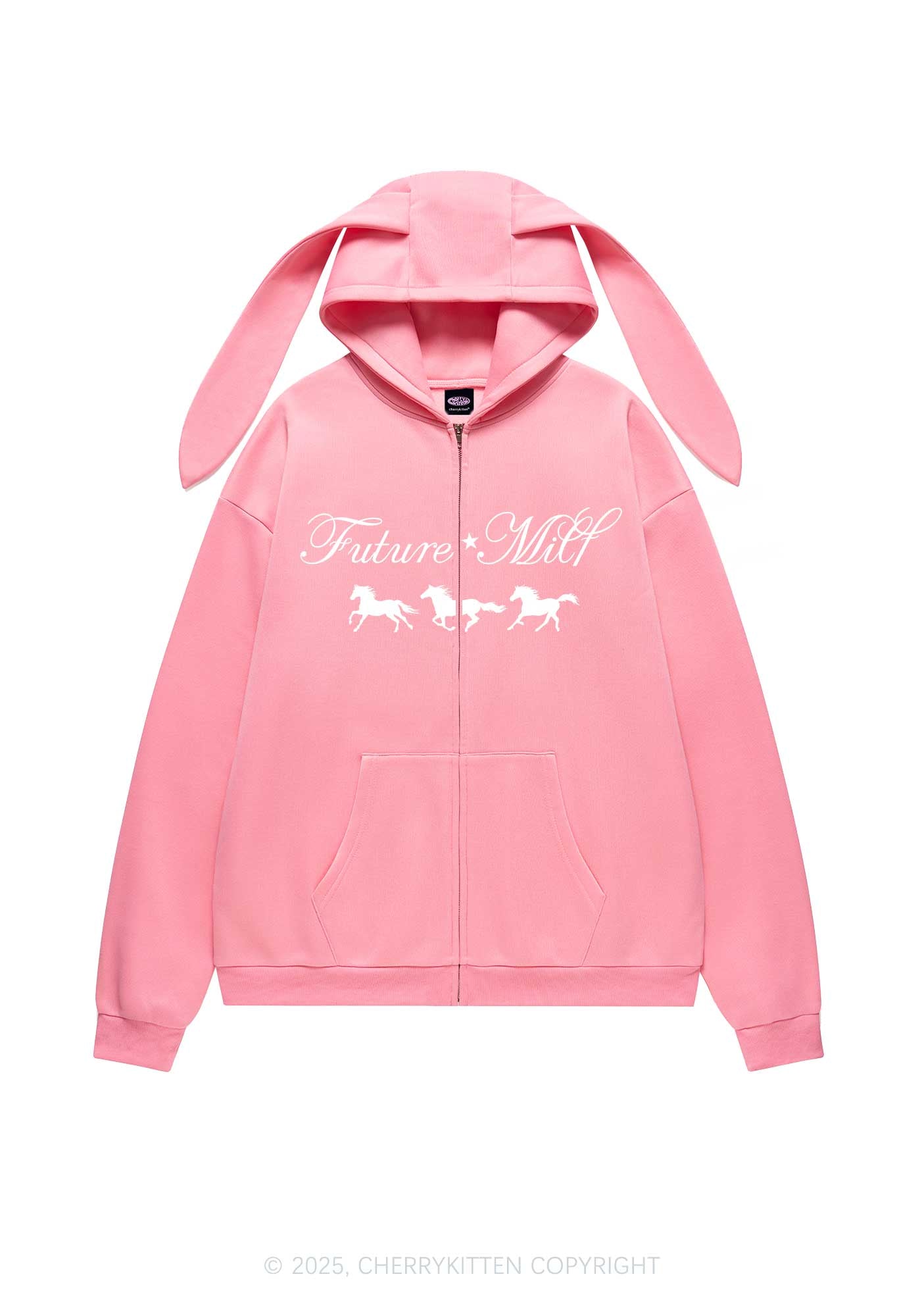 Future Mxxf Pony Y2K Bunny Ear Zip Hoodie Cherrykitten