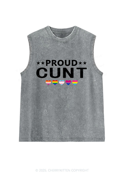 Proud Cxxt Pride Y2K Washed Muscle Tank Cherrykitten