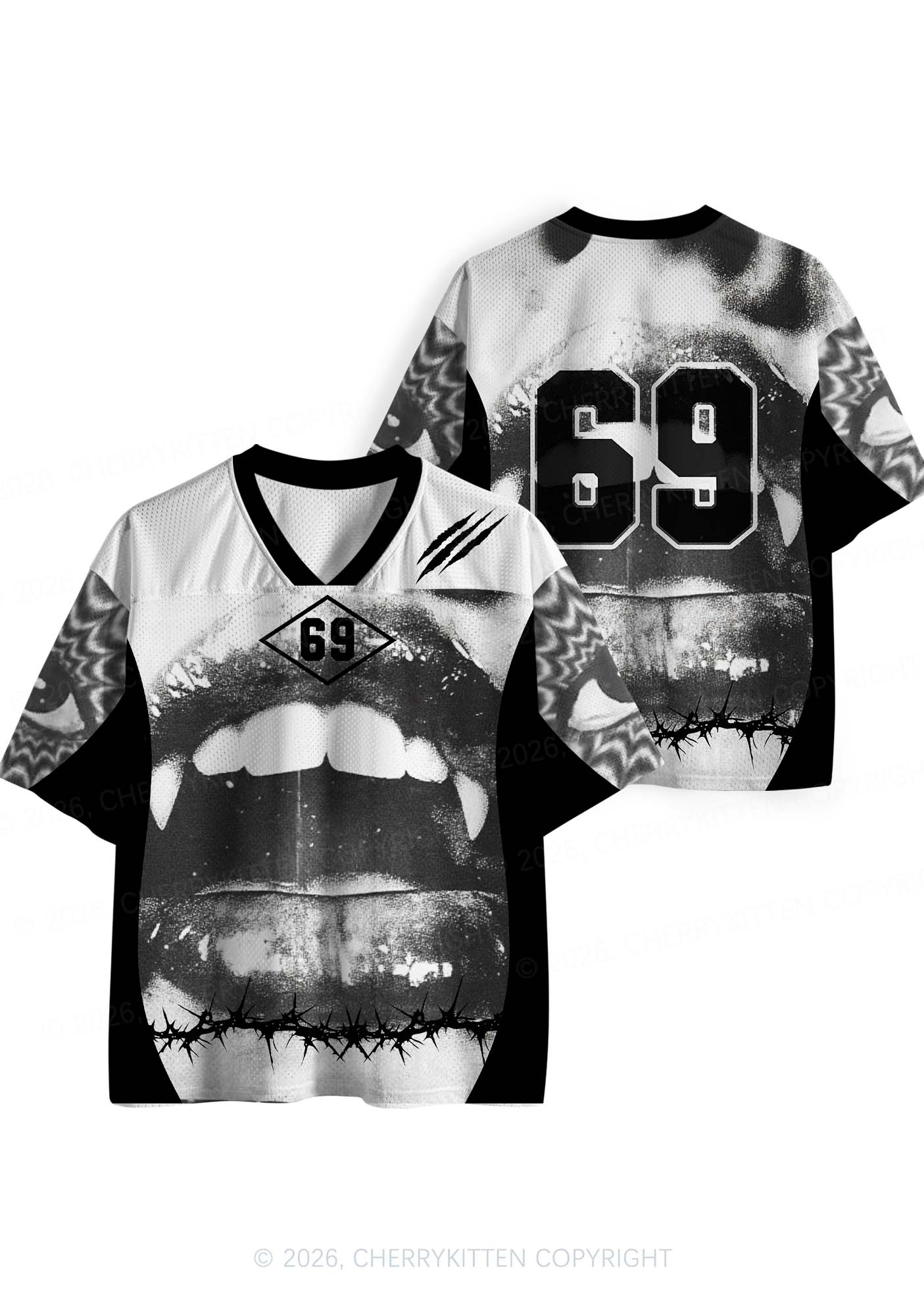 Halloween Vampire Lips Y2K Sport Jersey Shirts Cherrykitten