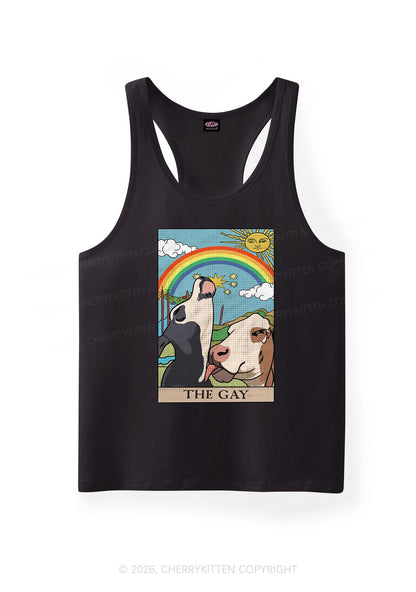 Gay Cow Play Pride Y2K Men Racerback Tank Top Cherrykitten