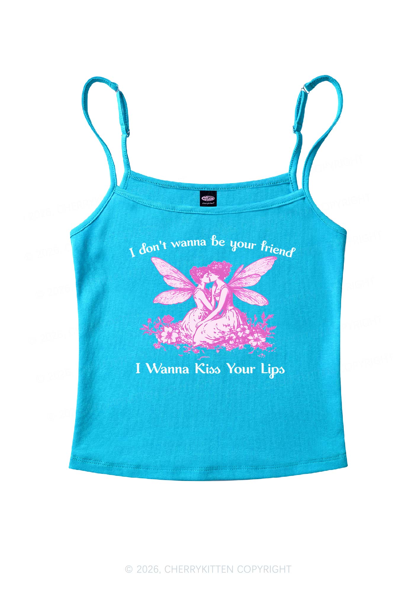 I Wanna Kiss Your Lips Pride Y2K Spaghetti Strap Cami Cherrykitten