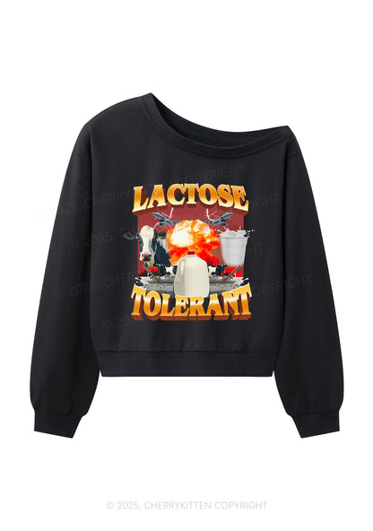 Retro Milk Lactose Tolerant Y2K Off Shoulder Sweatshirts Cherrykitten