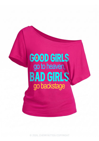 Bad Girls Go Backstage Y2K Off Shoulder Tee Cherrykitten