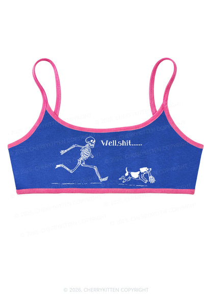 Halloween Skeleton Chase Dog Y2K Super Crop Cami Cherrykitten