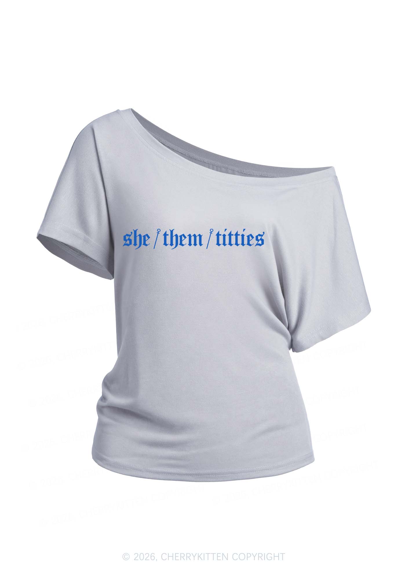 She Them Txtties Pride Y2K Off Shoulder Tee Cherrykitten