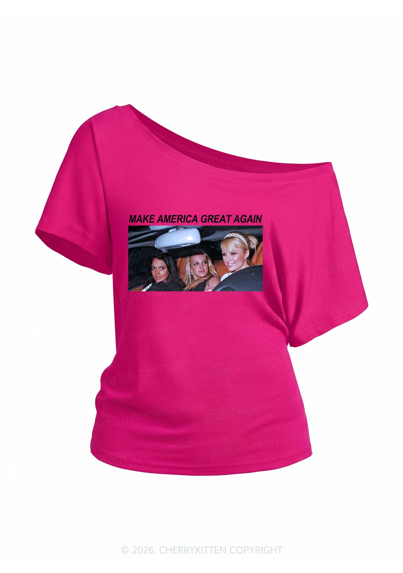 Make America Great Again Y2K Off Shoulder Tee Cherrykitten