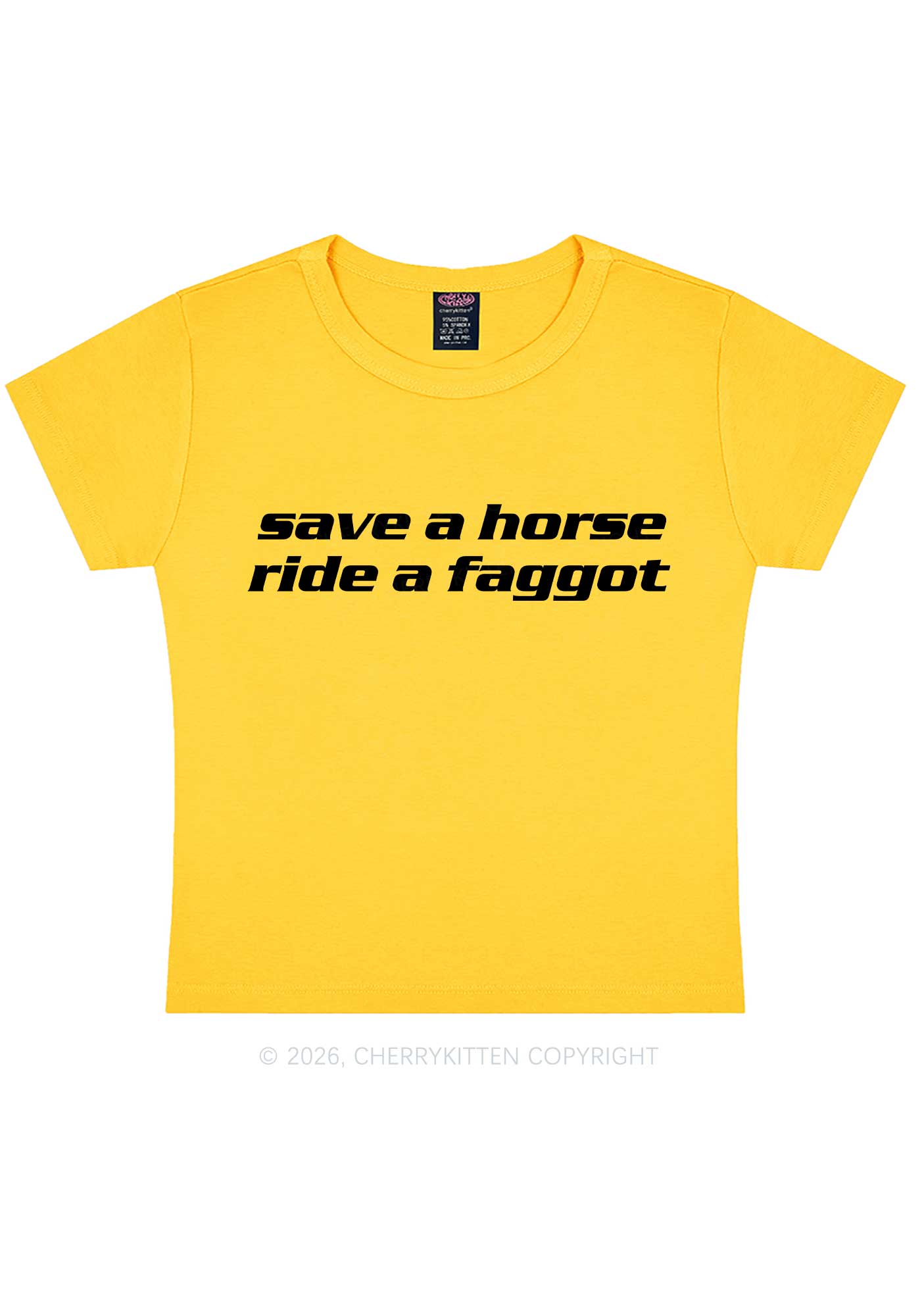Save Horse Ride Faggot Pride Y2K Baby Tee Cherrykitten