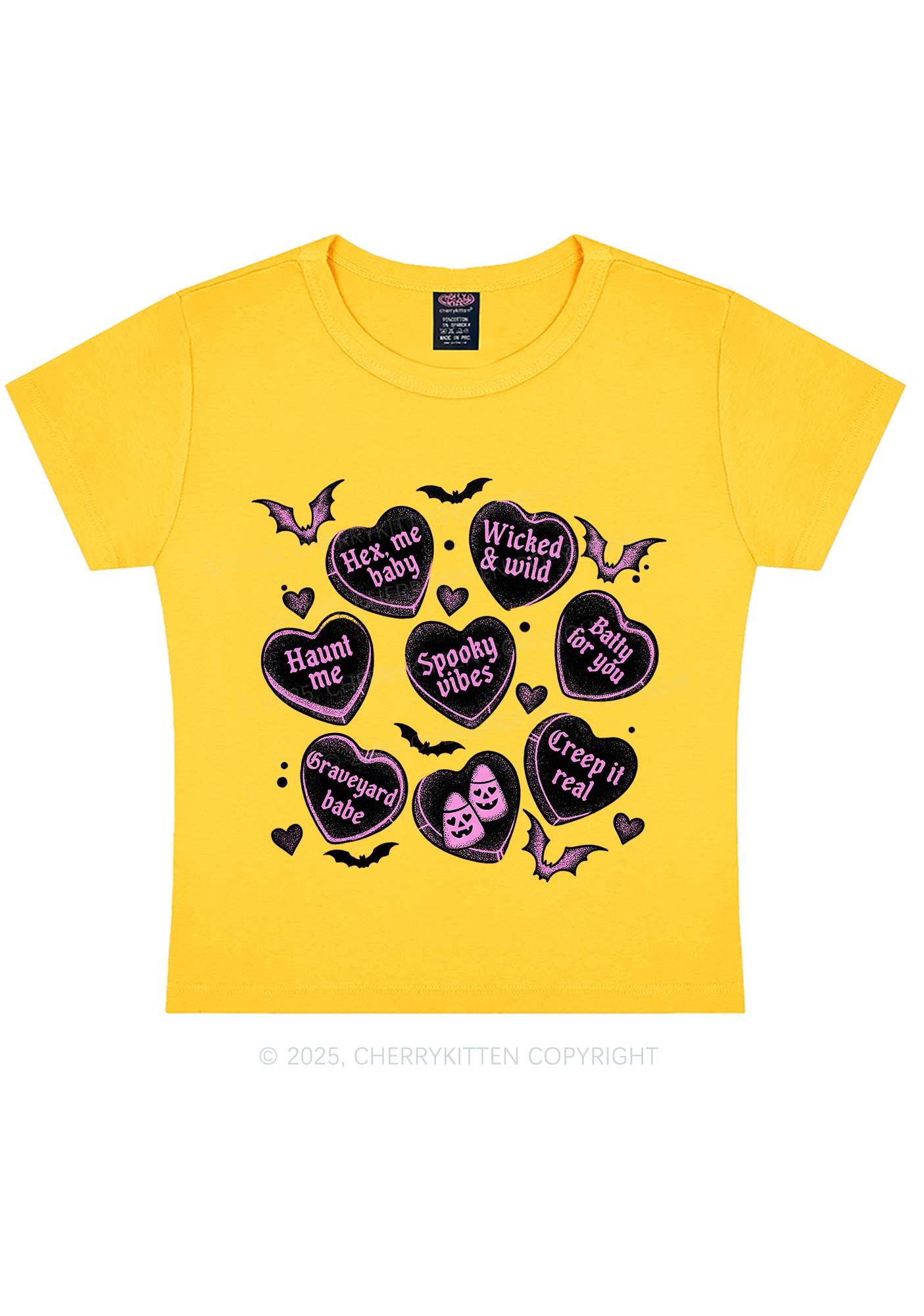 Spooky Candy Heart Valentine's Day Y2K Baby Tee Cherrykitten