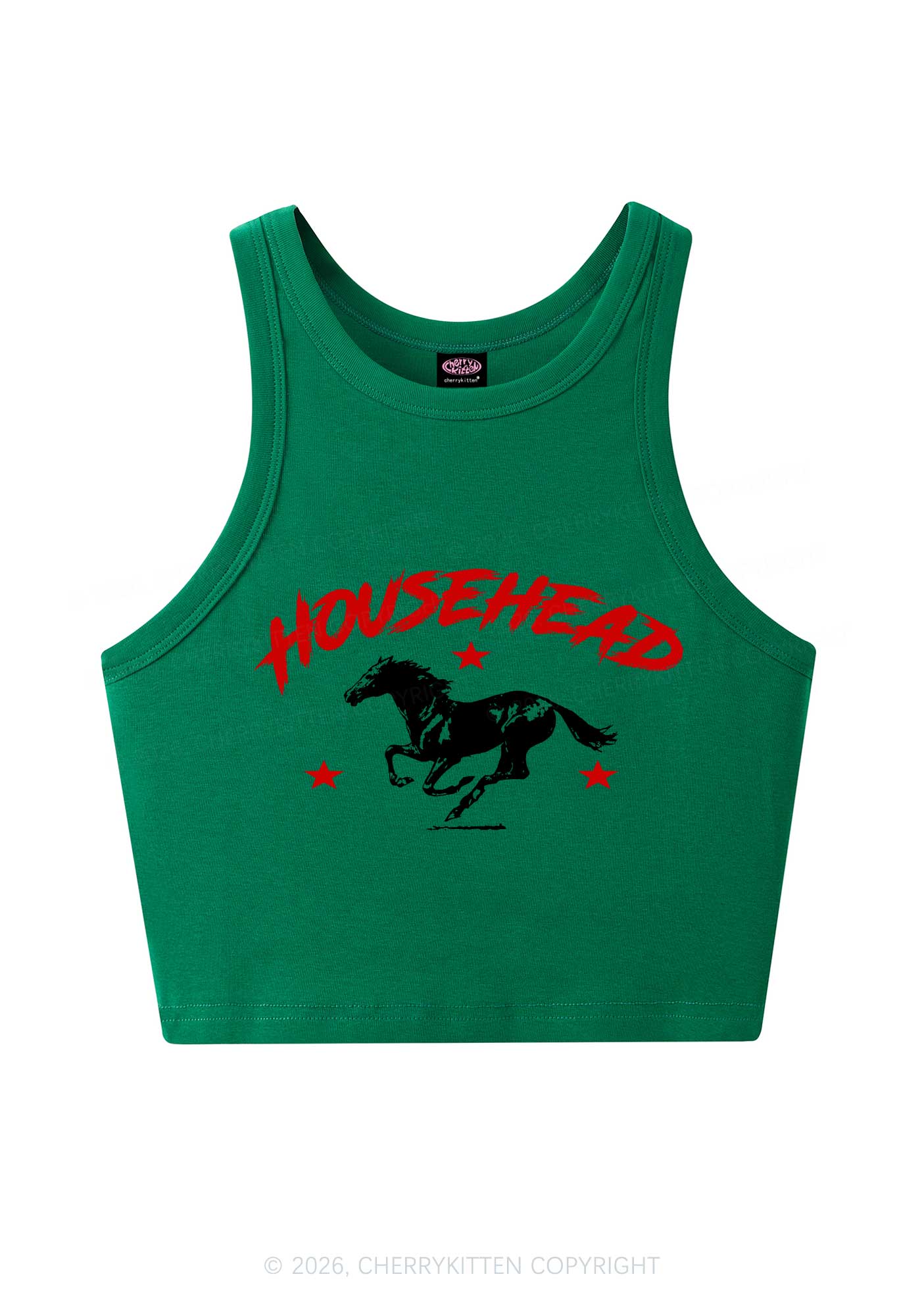 Retro Star Househead Horse Y2K Crop Tank Top Cherrykitten