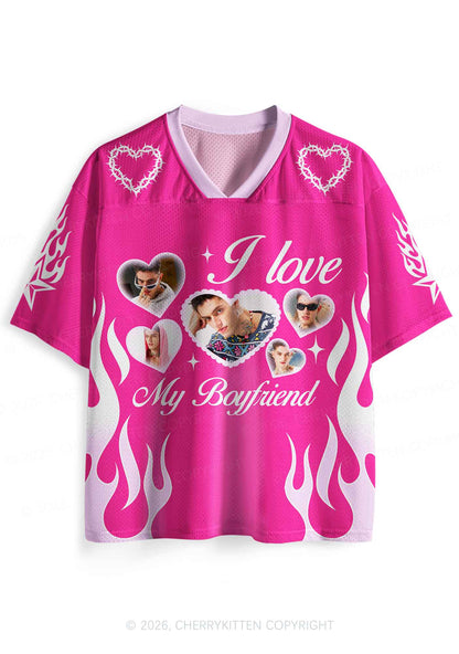 Hot Pink Custom GF BF Photo Y2K Sport Jersey Shirts Cherrykitten