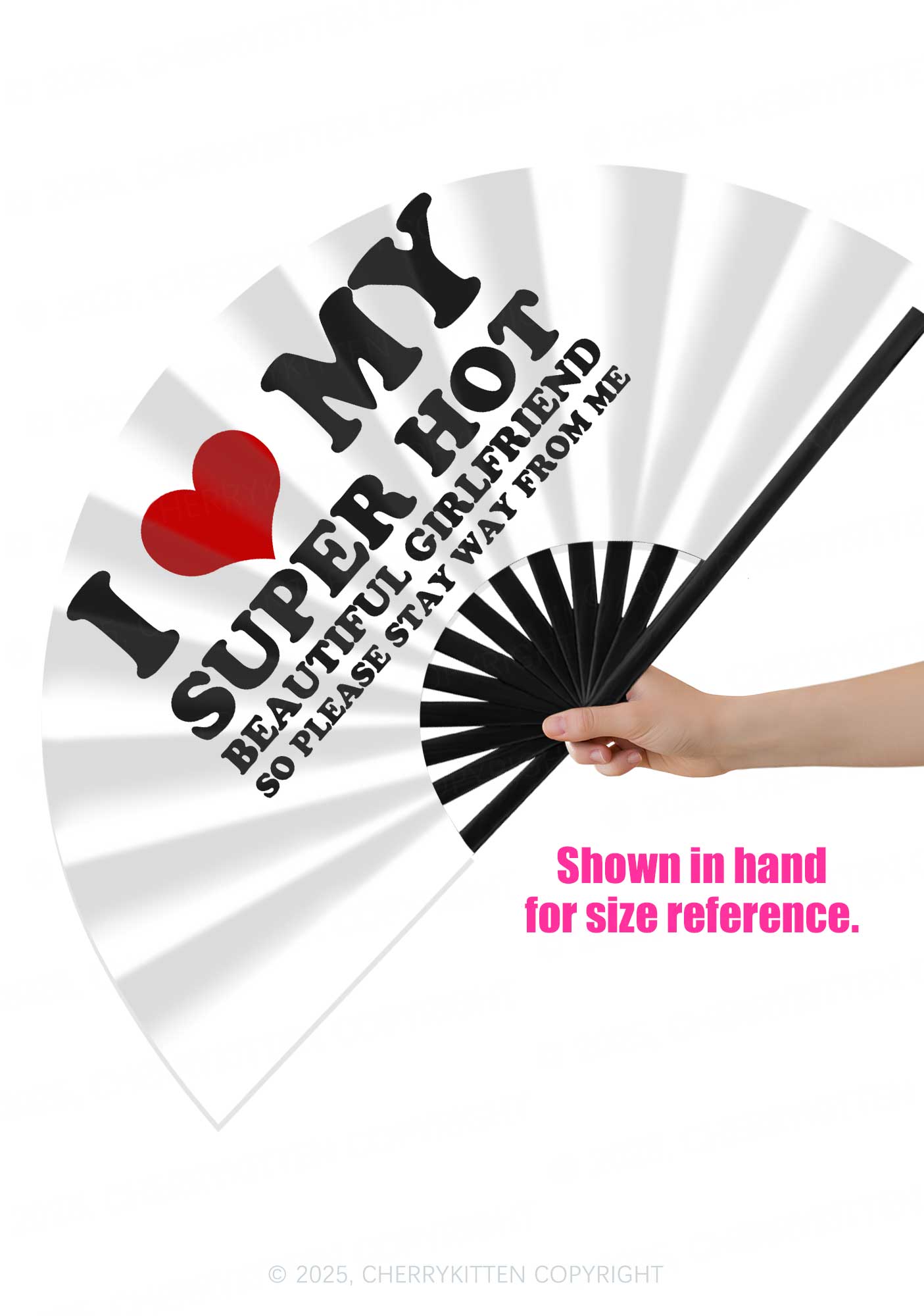 Love My Super Hot GF Valentine's Day Y2K Rave Hand Fan Cherrykitten