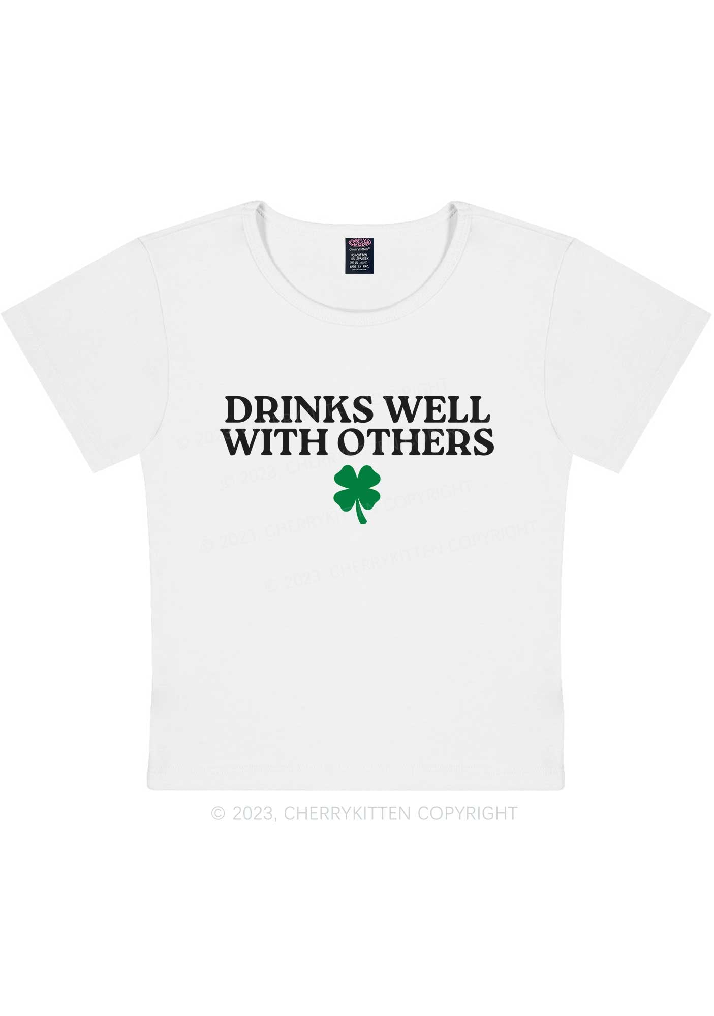 Drinks Well With Others St Patricks Y2K Baby Tee Cherrykitten