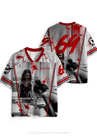 Halloween Blood Mirror Ghost Y2K Sport Jersey Shirts Cherrykitten