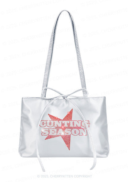 Rhinestone Cunting Season Y2K Satin Bags Cherrykitten