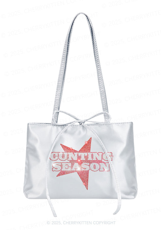 Rhinestone Cunting Season Y2K Satin Bags Cherrykitten