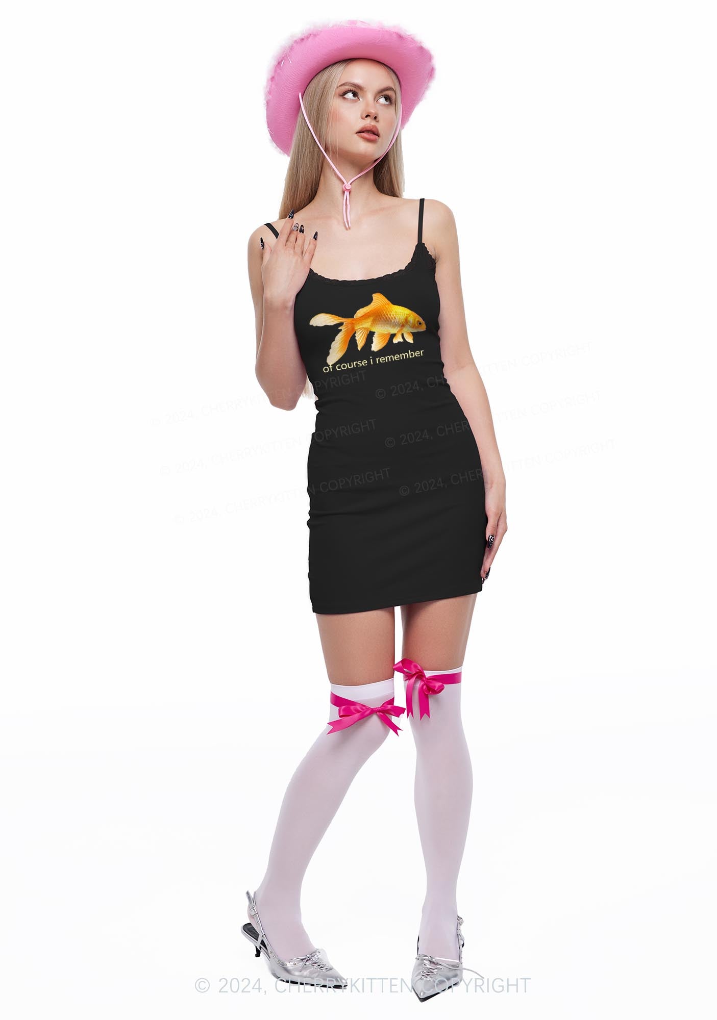 I Remember Goldfish Y2K Lace Slip Dress Cherrykitten