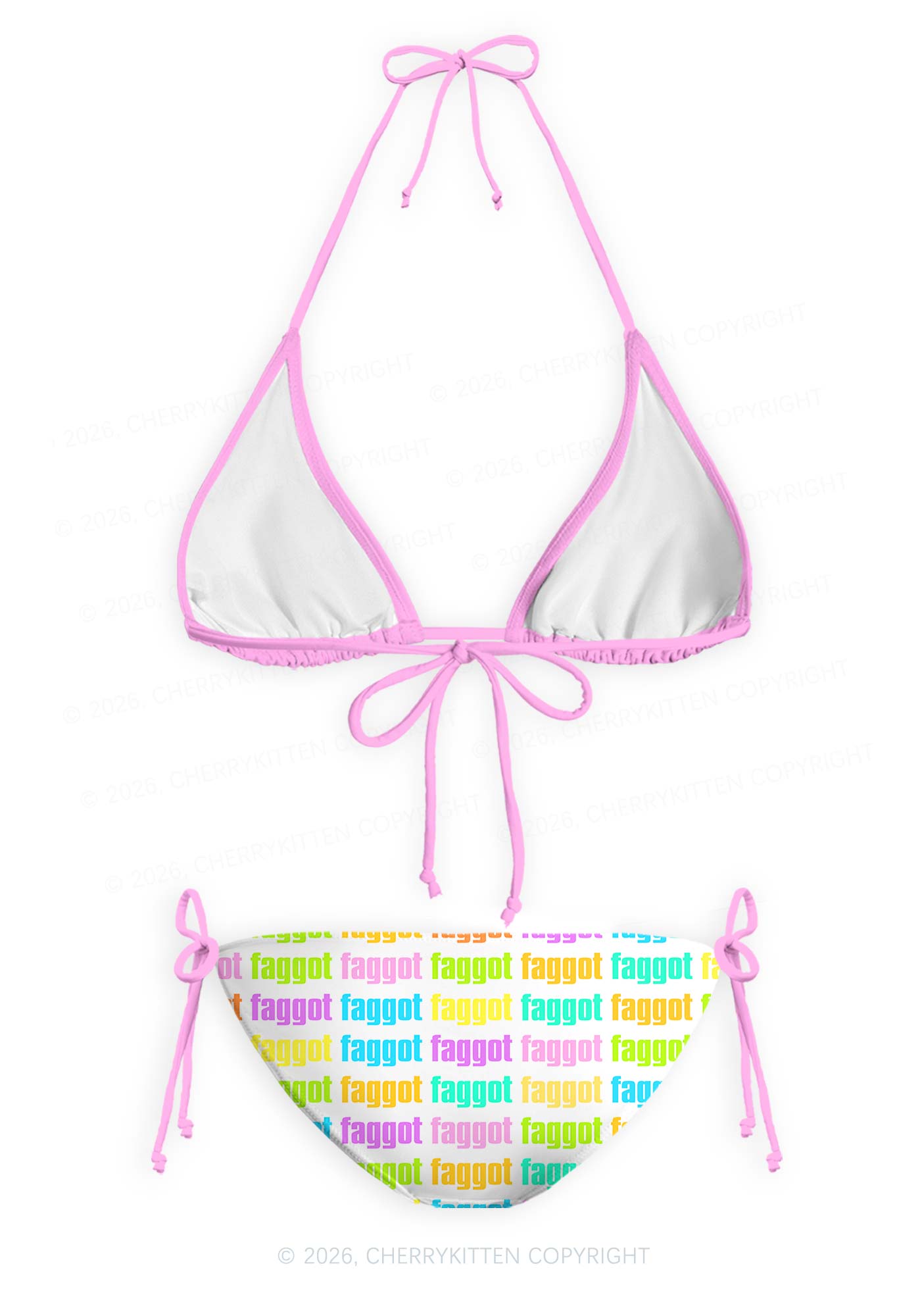 Rainbow Faggot Slogan Pride Y2K Print Bikini Set Cherrykitten