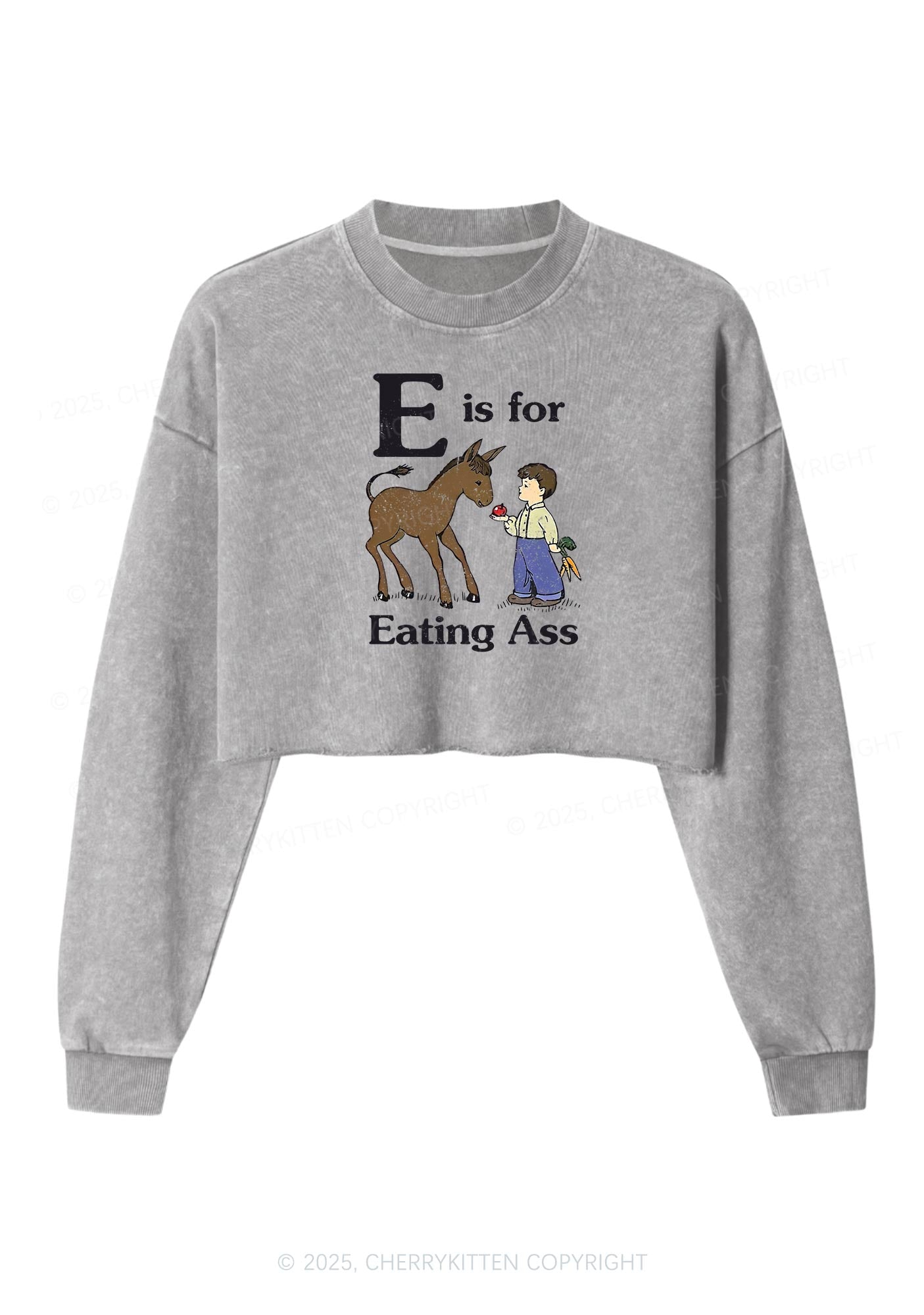 E Is For Eating Axx Y2K Crop Washed Sweatshirts Cherrykitten