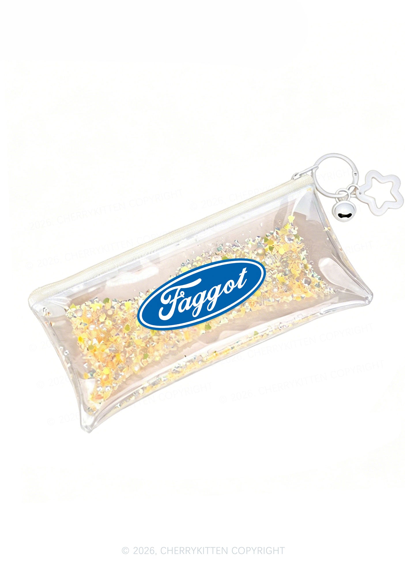 Faggot Pride Y2K Quicksand Transparent Pencil Pouch Cherrykitten