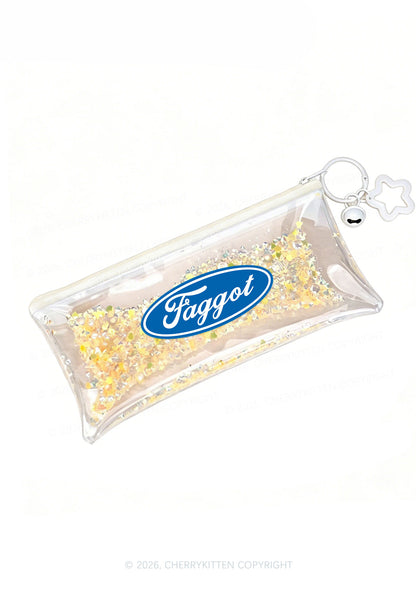 Faggot Pride Y2K Quicksand Transparent Pencil Pouch Cherrykitten