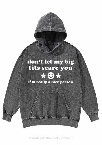 Dont Let My Big Txts Scare You Y2K Washed Hoodie Cherrykitten