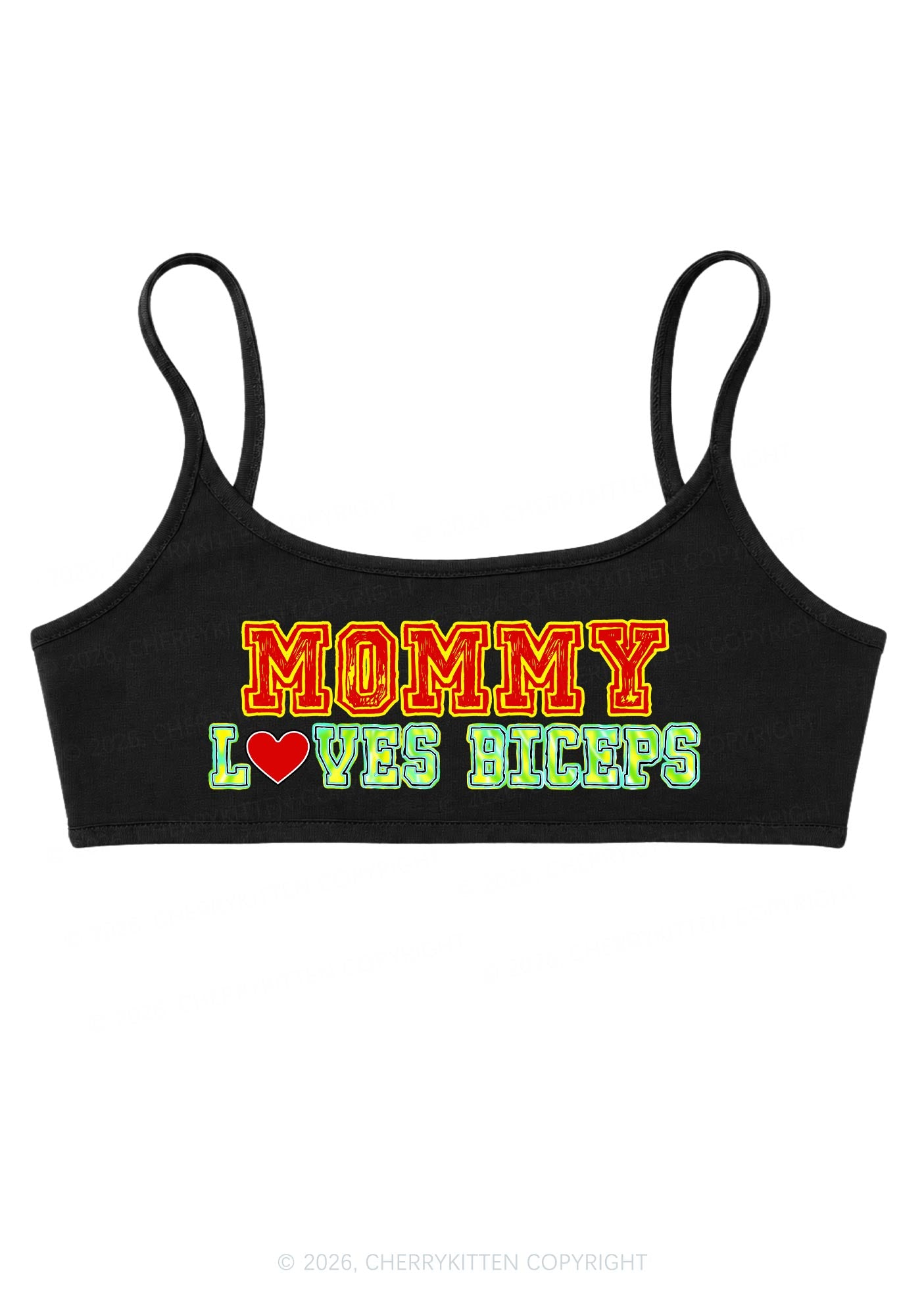 Mommy Loves Biceps Y2K Super Crop Cami Cherrykitten