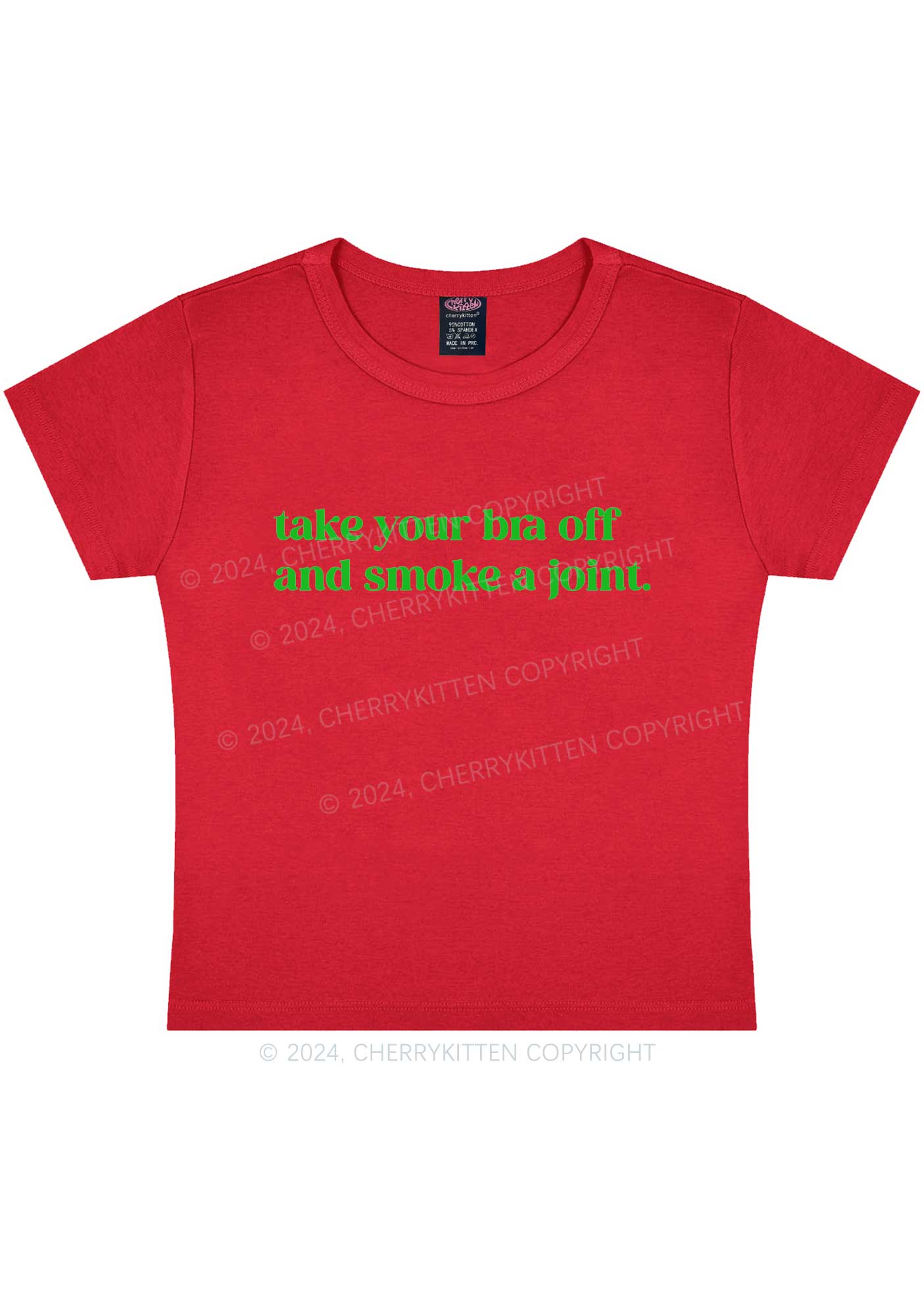 Take Your Bra Off Y2K Baby Tee Cherrykitten