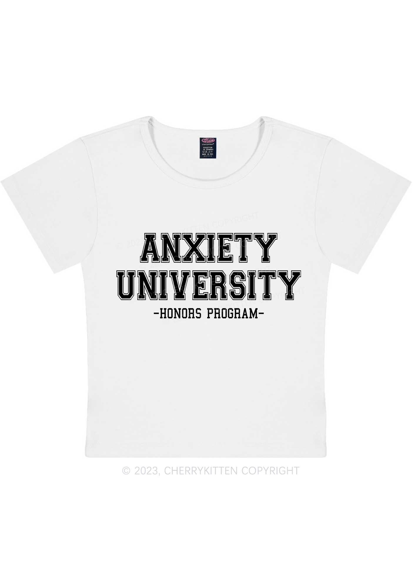 Anxiety University Honors Program Y2K Baby Tee Cherrykitten