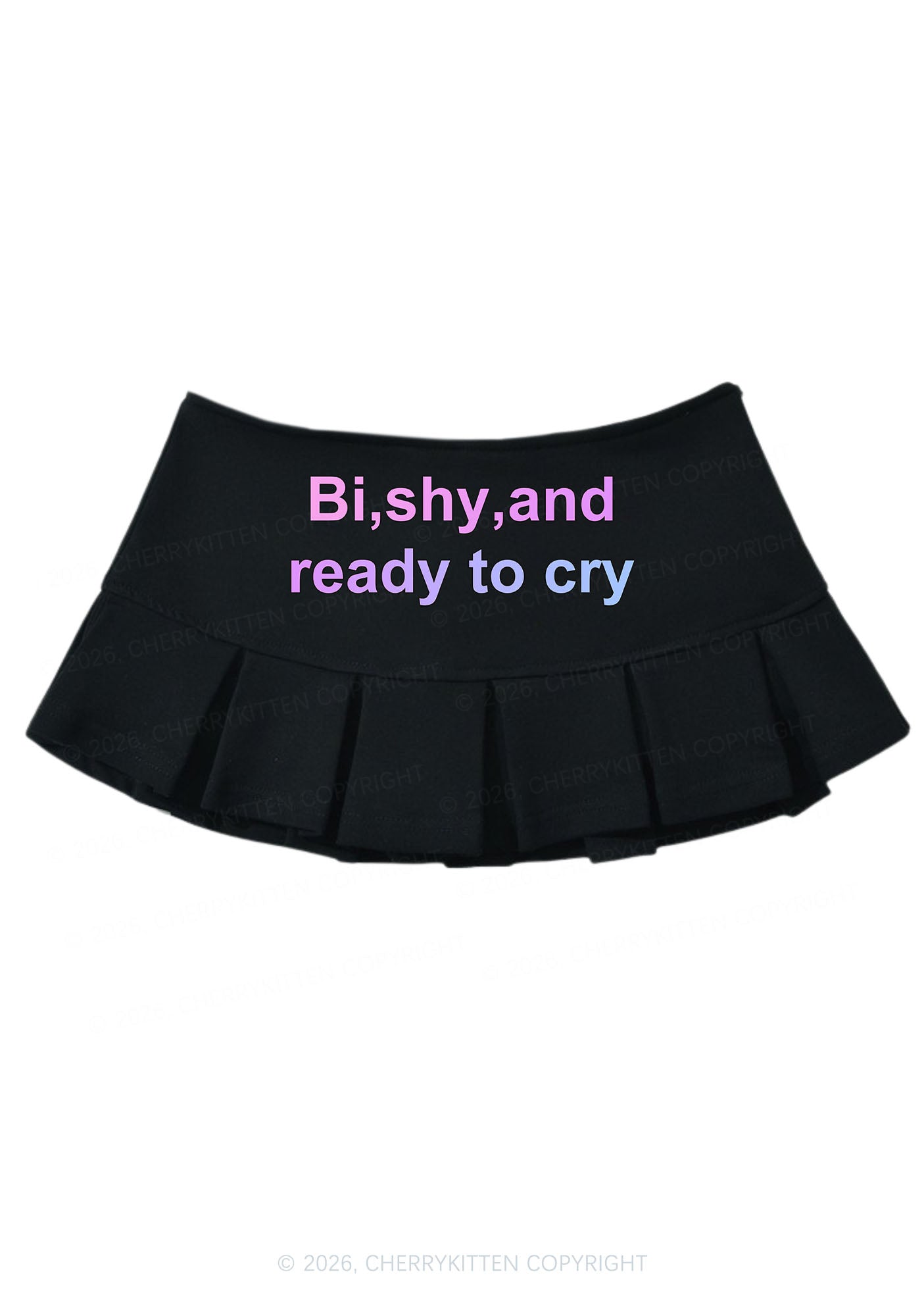 Bi Shy And Ready To Cry Pride Y2K Mini Pleated Skirts Cherrykitten