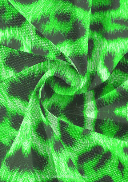 Bright Green Leopard Y2K Print Mini Layered Skirt Cherrykitten