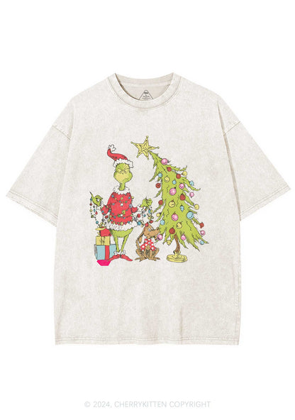 Christmas Tree Gift Y2K Washed Tee Cherrykitten