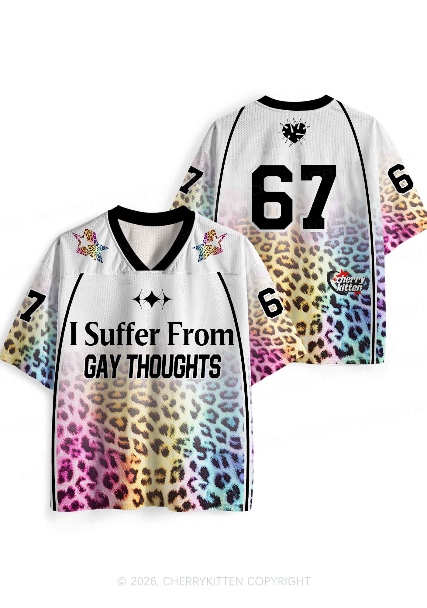 Rainbow Leopard Gay Thoughts Pride Y2K Sport Jersey Shirts Cherrykitten