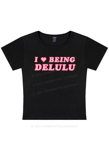 Being Delulu Y2K Baby Tee Cherrykitten