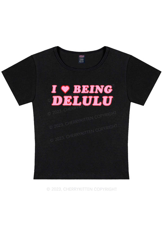 Being Delulu Y2K Baby Tee Cherrykitten