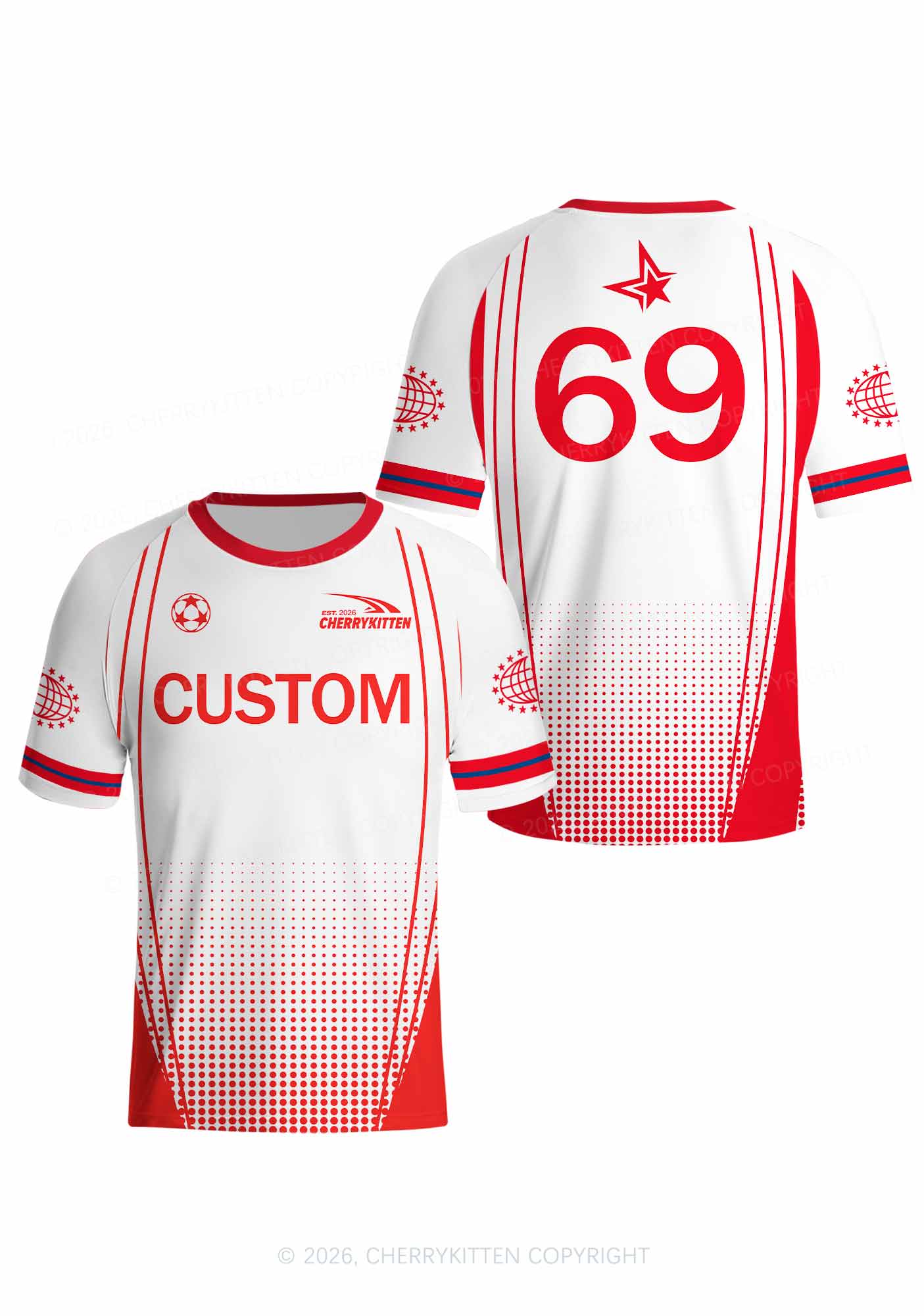 Custom Red Gradient Dots Y2K Football Jersey Shirts Cherrykitten