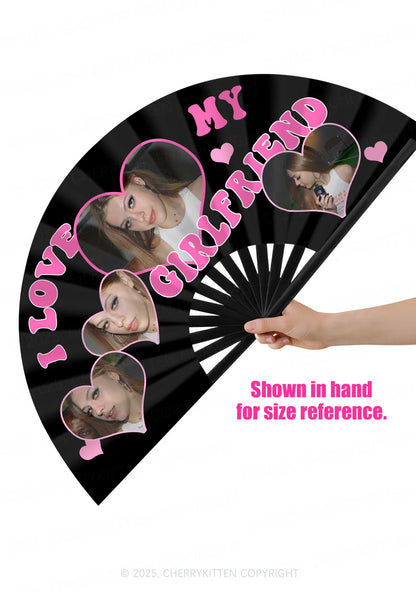 Custom GF BF Photo Valentine's Day Y2K Rave Hand Fan Cherrykitten