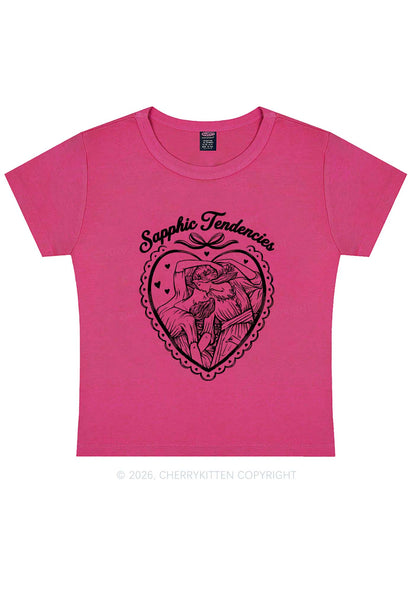 Sapphic Tendencies Art Pride Y2K Baby Tee Cherrykitten