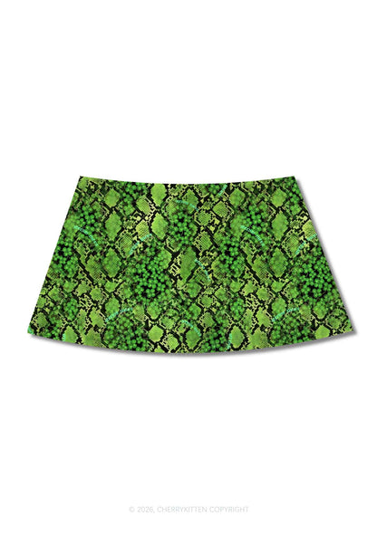 Clover Snake Pattern St Patricks Y2K Print Mini Skirt Cherrykitten