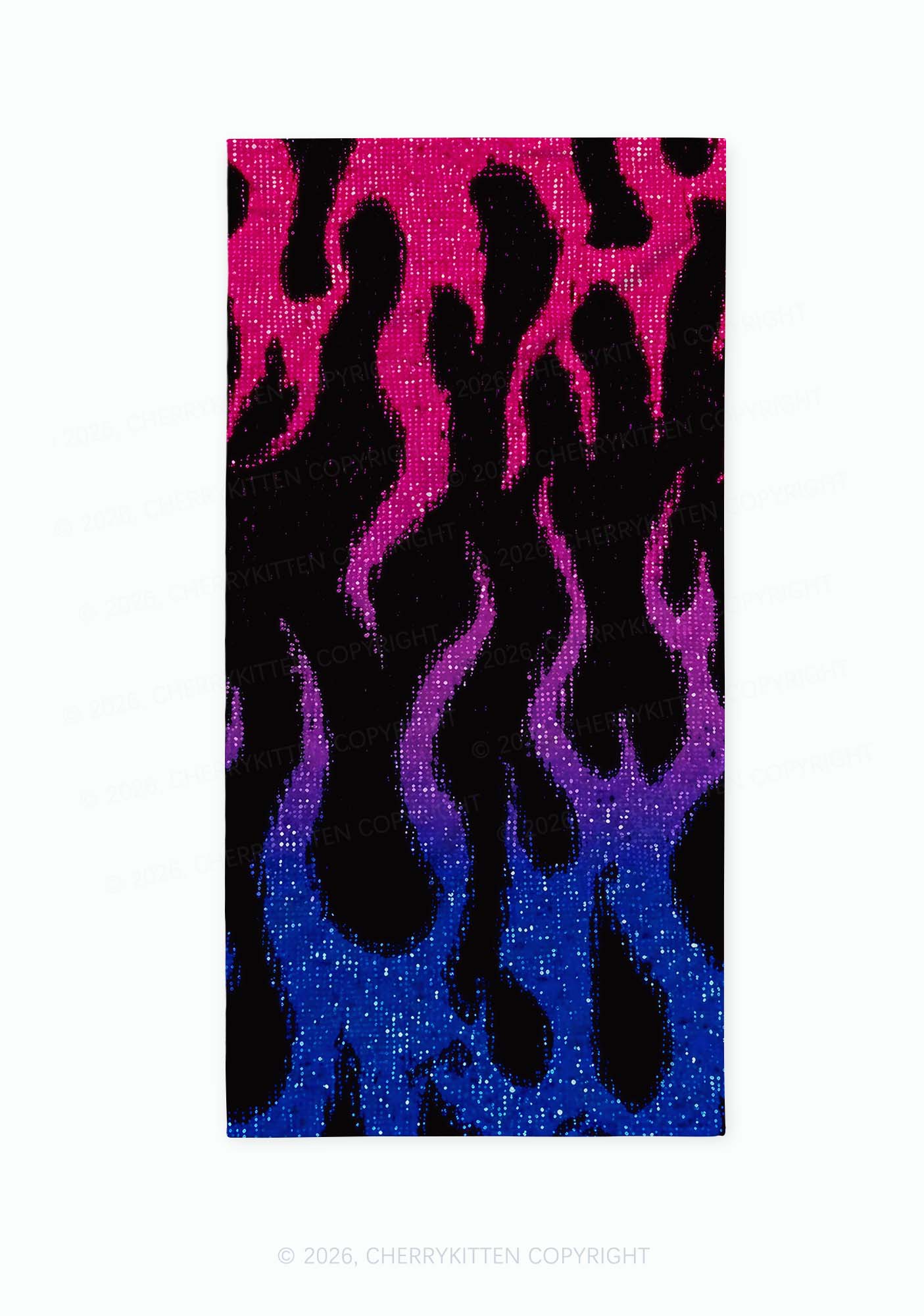 Bisexual Flame Pride Y2K Beach Towel Cherrykitten
