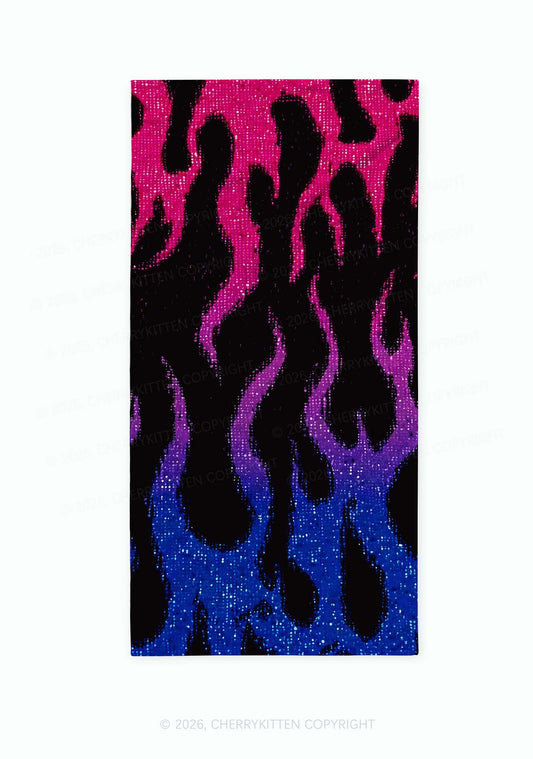 Bisexual Flame Pride Y2K Beach Towel Cherrykitten