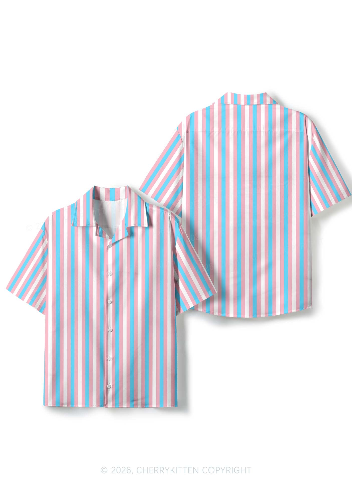 Transgender Flag Pride Y2K Print Hawaiian Shirt Cherrykitten