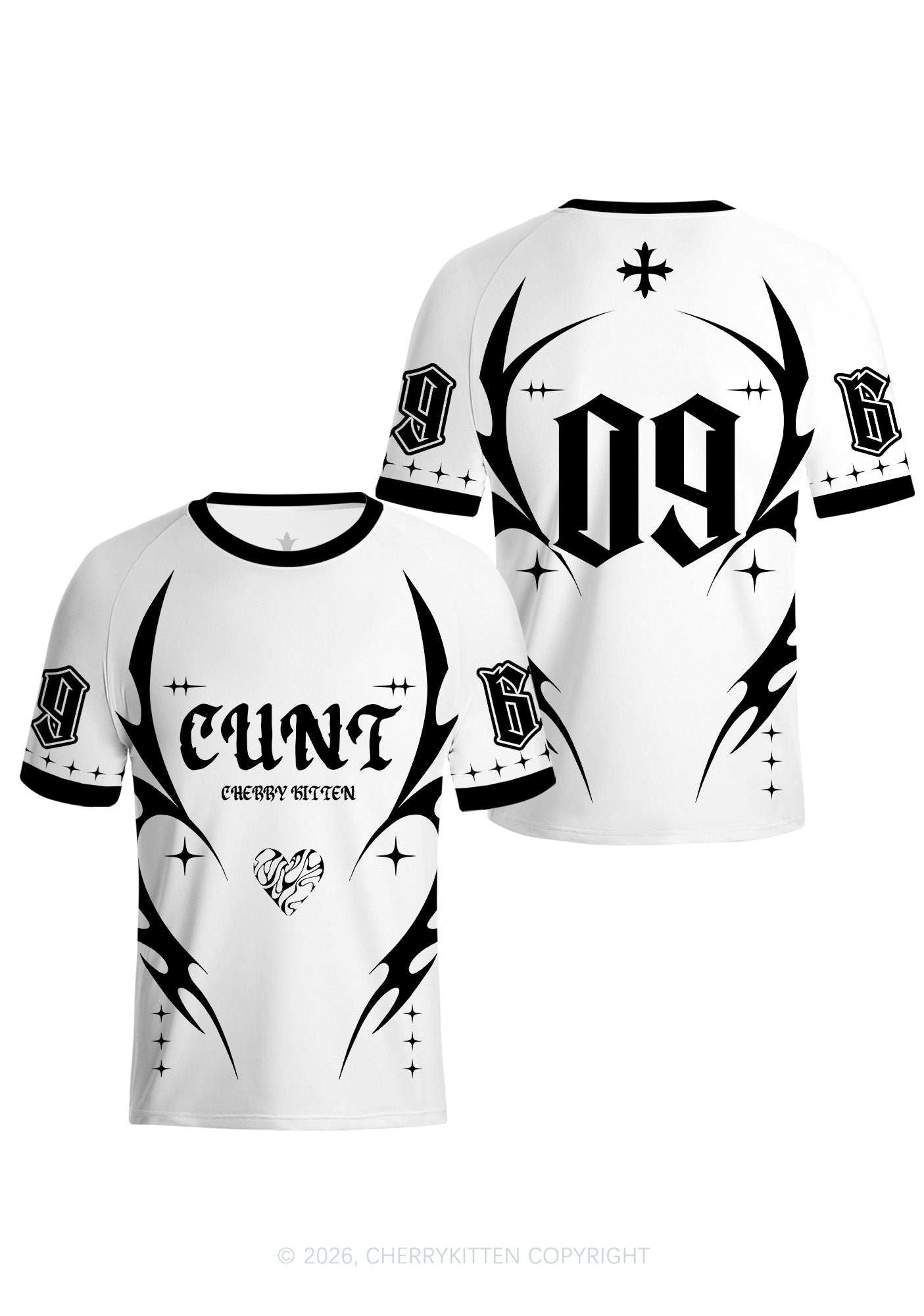 White Cxxt Y2K Football Jersey Shirts Cherrykitten