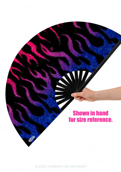 Bisexual Flame Pride Y2K Rave Hand Fan Cherrykitten