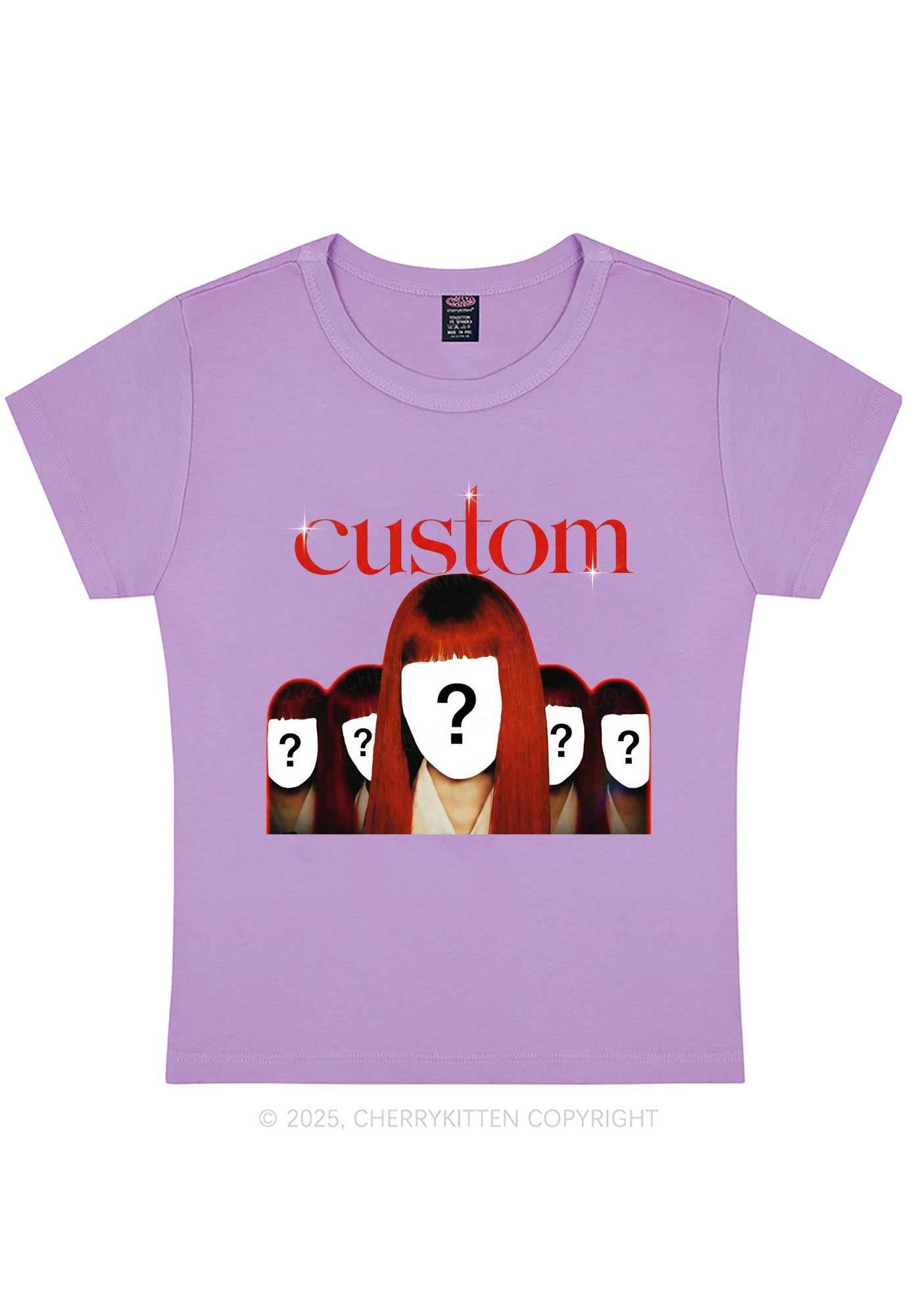Custom Five Portraits Y2K Baby Tee Cherrykitten