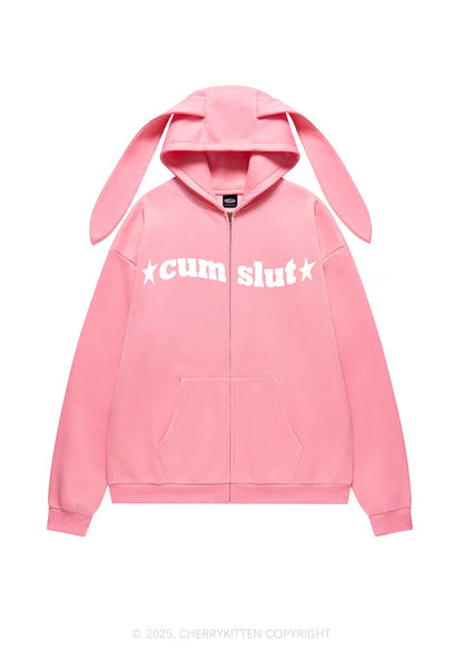 Cxmslxt Y2K Bunny Ear Zip Hoodie Cherrykitten