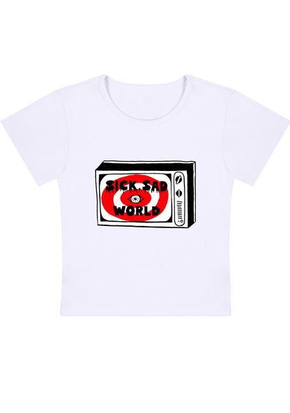 Curvy Sick Sad World Eyes Baby Tee